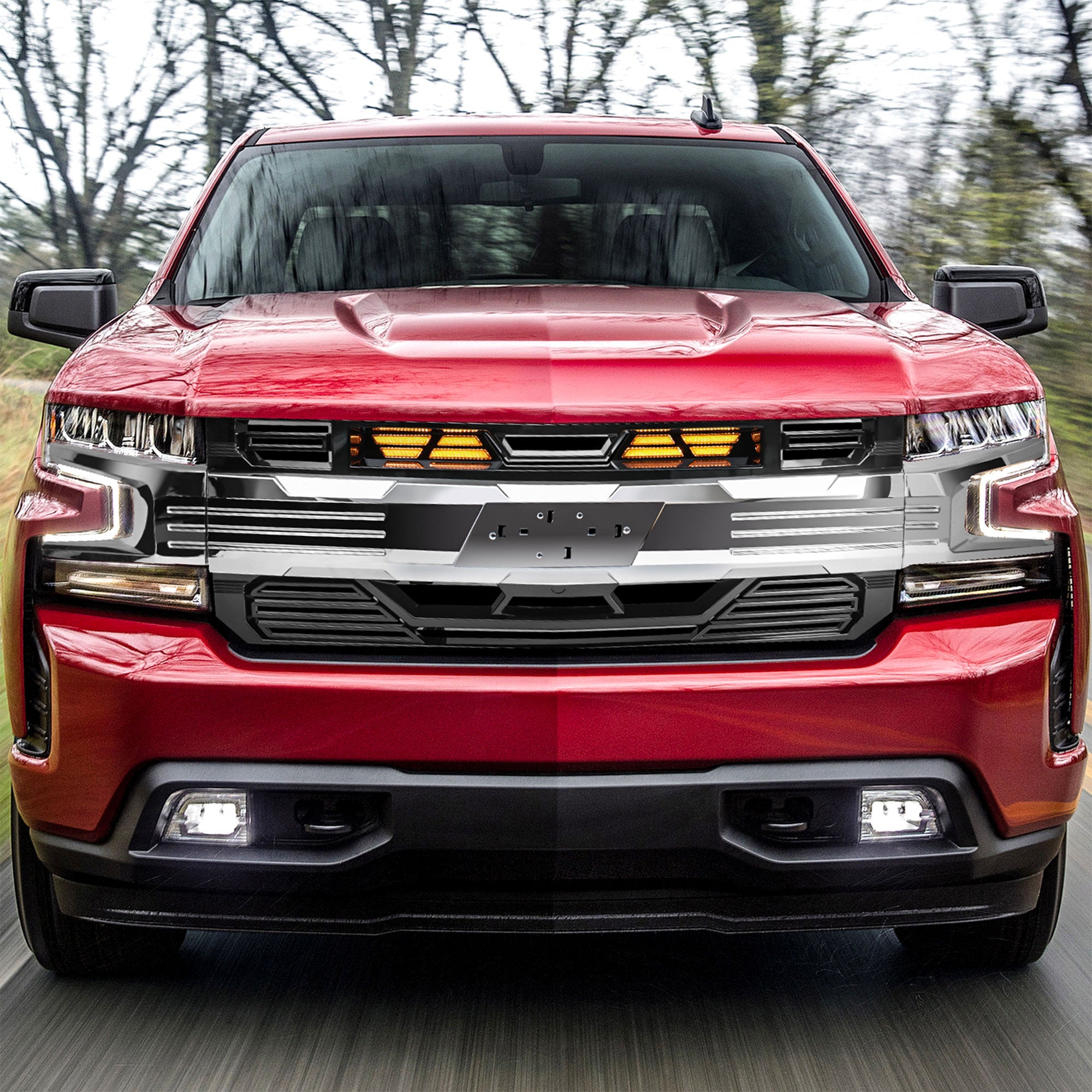 AMERICAN MODIFIED w/Emblem Base for 19-21 Chevy Silverado 1500, Chrome(Open Box) - VMInnovations