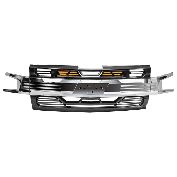 AMERICAN MODIFIED Grille w/Emblem Base for 19-21 Chevy Silverado 1500, Chrome