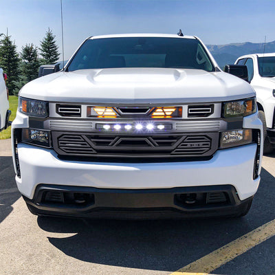 AMERICAN MODIFIED Grille w/ Lights for 19-21 Chevy Silverado 1500, Matte Black - VMInnovations