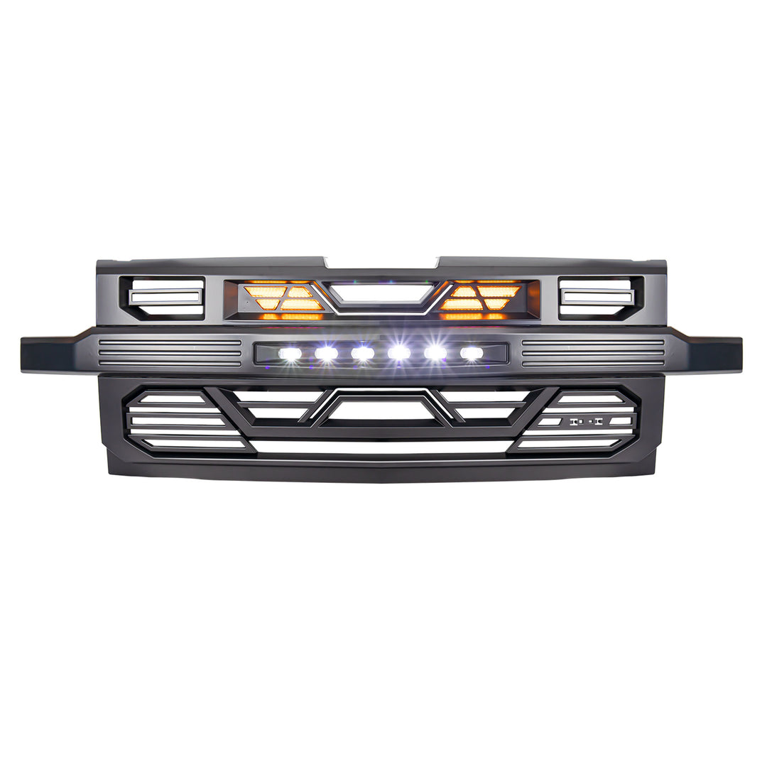 AMERICAN MODIFIED Grille w/ Lights for 19-21 Chevy Silverado 1500, Matte Black