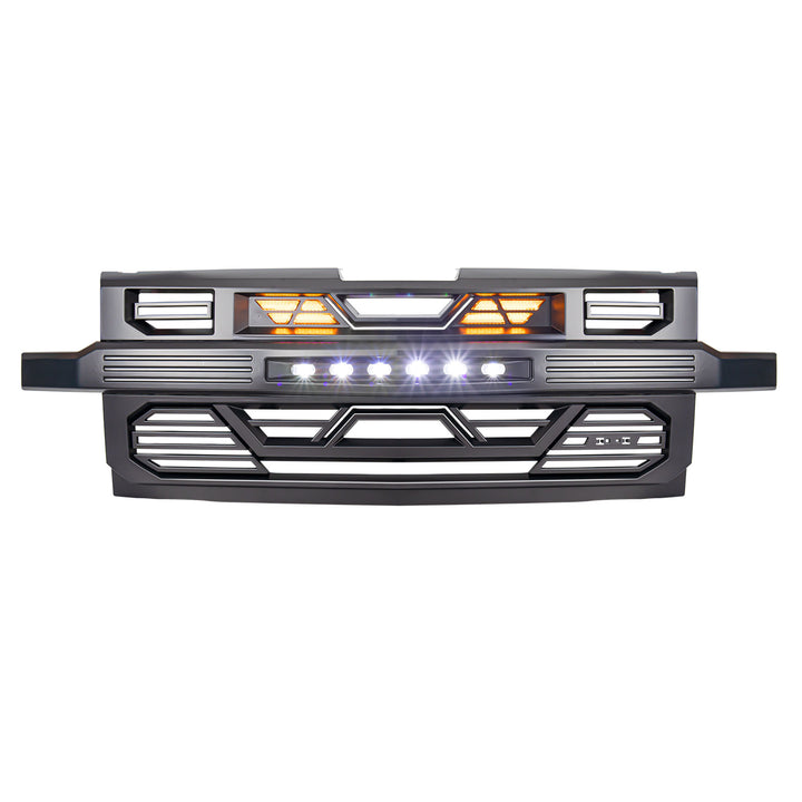 AMERICAN MODIFIED Grille w/ Lights, Chevy Silverado 1500, Matte Black (Open Box)