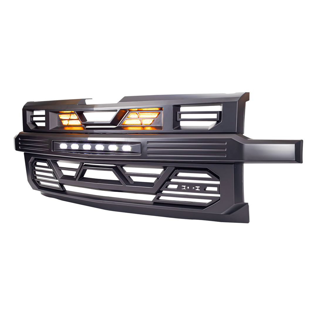 AMERICAN MODIFIED Grille w/ Lights for 19-21 Chevy Silverado 1500, Matte Black