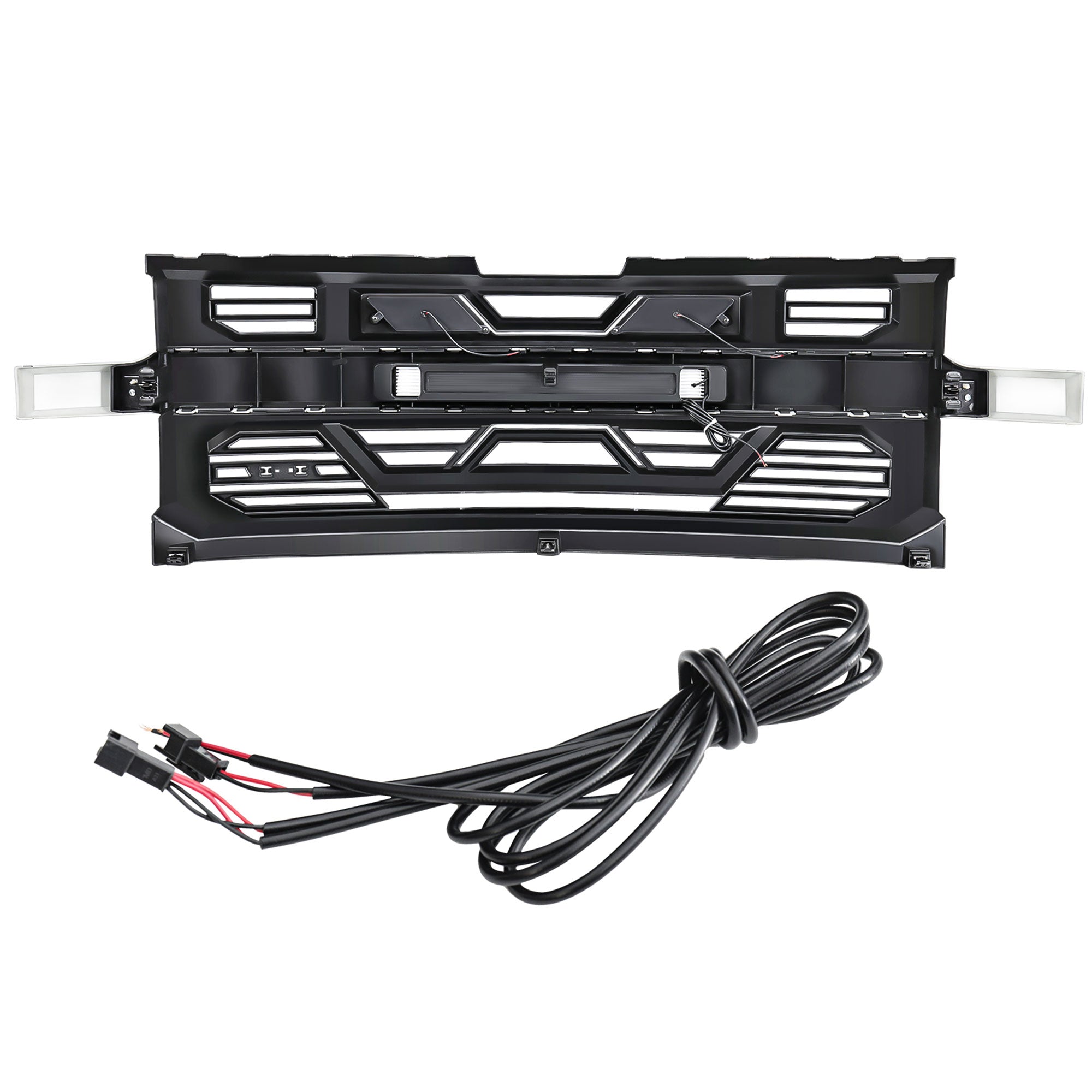 AMERICAN MODIFIED Grille w/ Lights for 19-21 Chevy Silverado 1500, Matte Black - VMInnovations