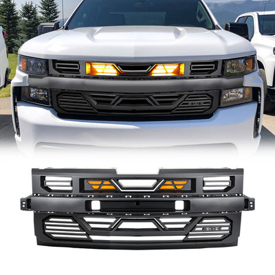 AMERICAN MODIFIED Grille w/Lights for 19-21 Chevy Silverado 1500 Black(Open Box) - VMInnovations