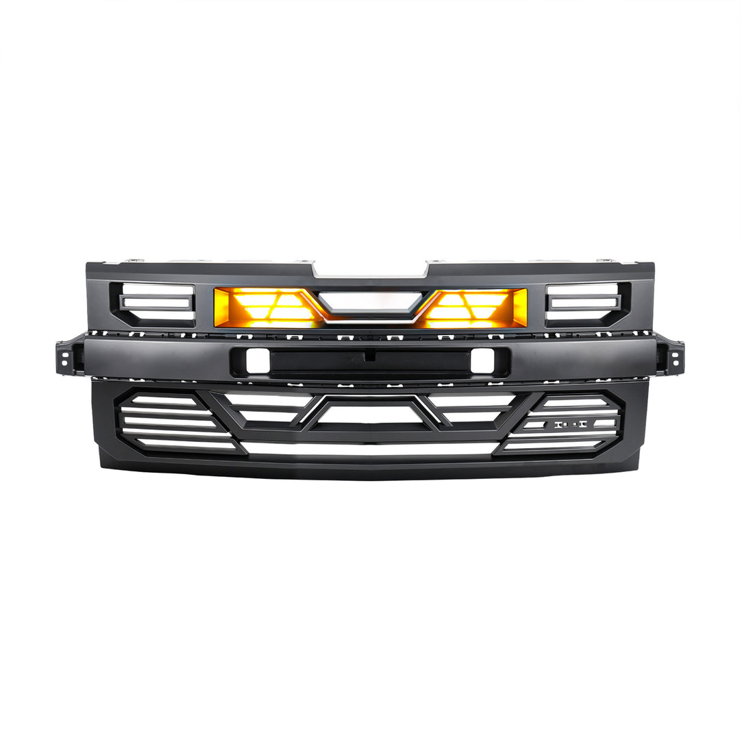 AMERICAN MODIFIED Grille w/Lights for 19-21 Chevy Silverado 1500, Matte Black