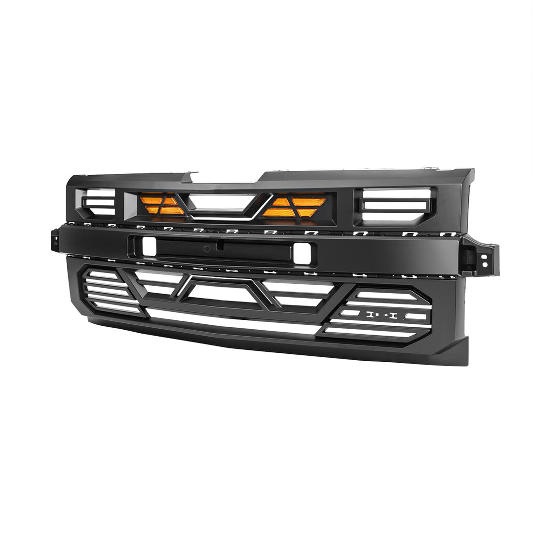 AMERICAN MODIFIED Grille w/Lights for 19-21 Chevy Silverado 1500, Matte Black