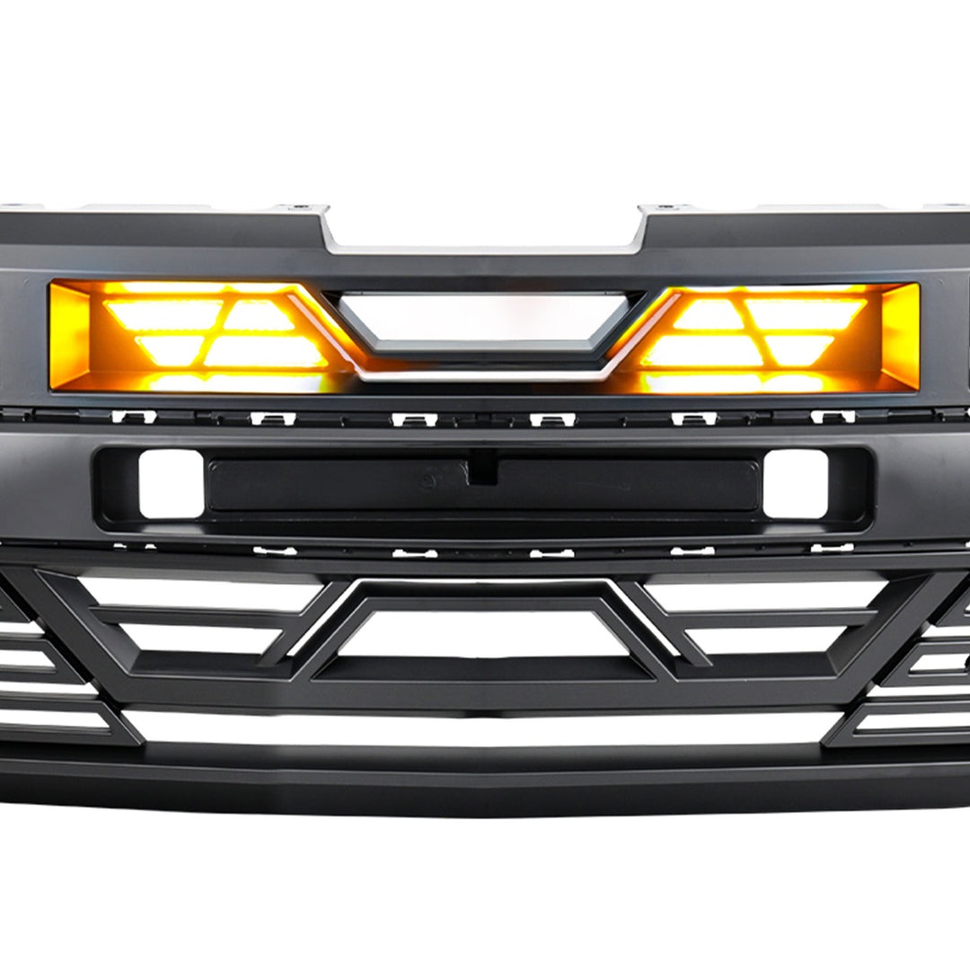 AMERICAN MODIFIED Grille w/Lights for 19-21 Chevy Silverado 1500, Matte Black