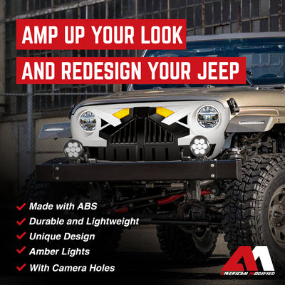 AMERICAN MODIFIED Grille for 2018+ Jeep Wrangler JL, 2020+ Gladiator JT w/Camera - VMInnovations