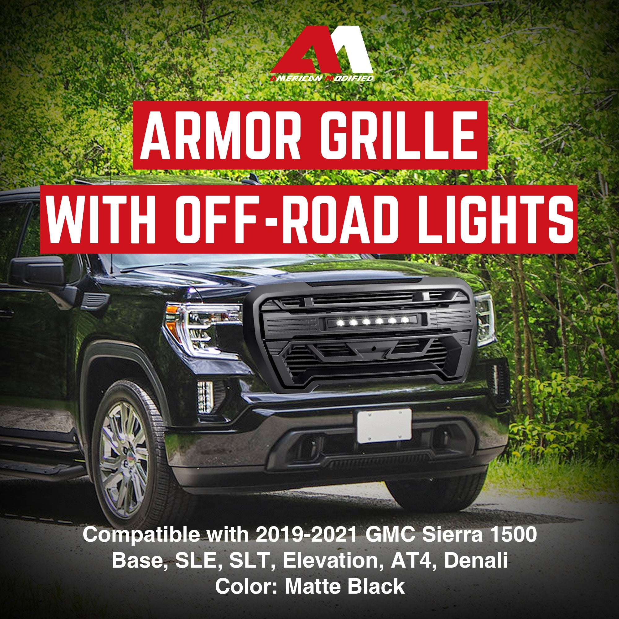AMERICAN MODIFIED Grille w/Lights for '19-'21 GMC Sierra 1500, SLE, & SLT (Used) - VMInnovations