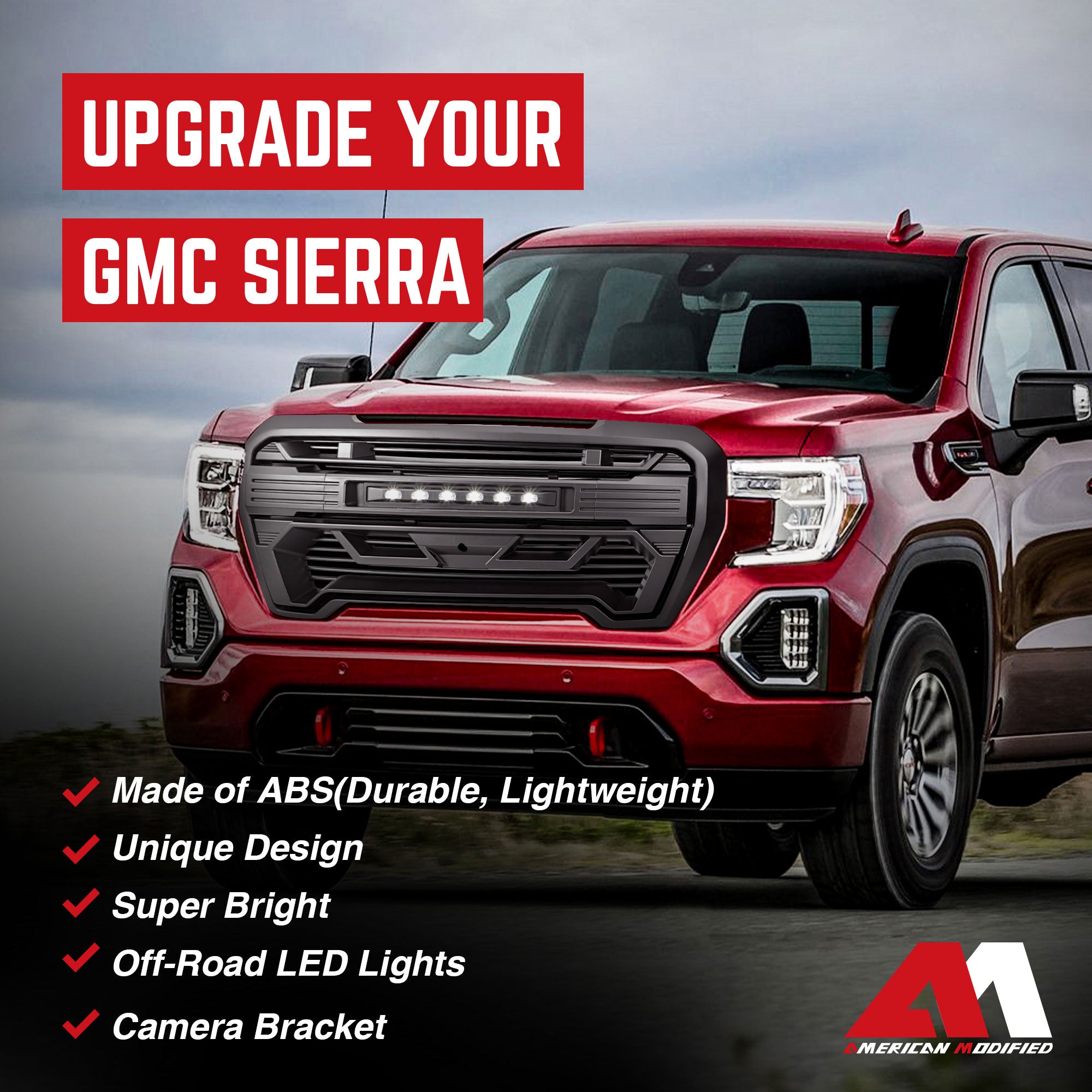 AMERICAN MODIFIED Grille w/Lights for '19-'21 GMC Sierra 1500, SLE, & SLT (Used) - VMInnovations