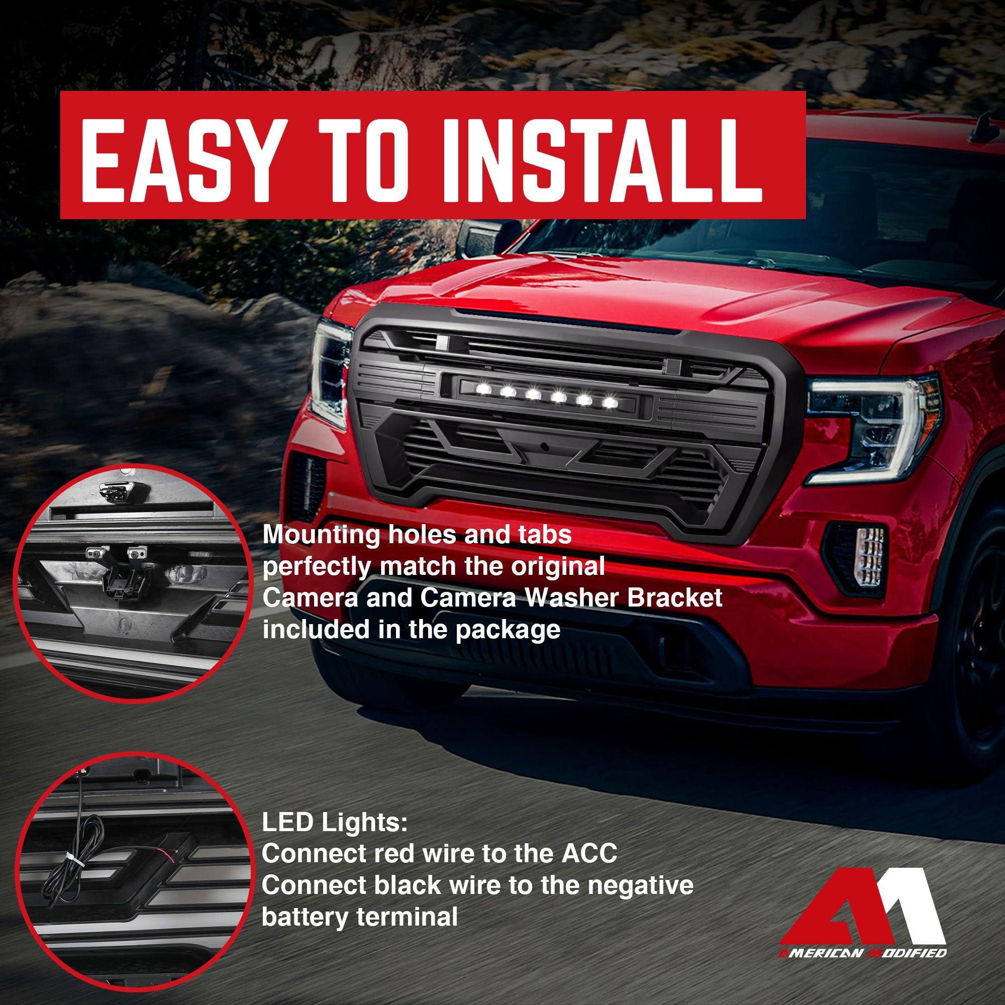 AMERICAN MODIFIED Grille w/Lights for '19-'21 GMC Sierra 1500, SLE, & SLT (Used) - VMInnovations