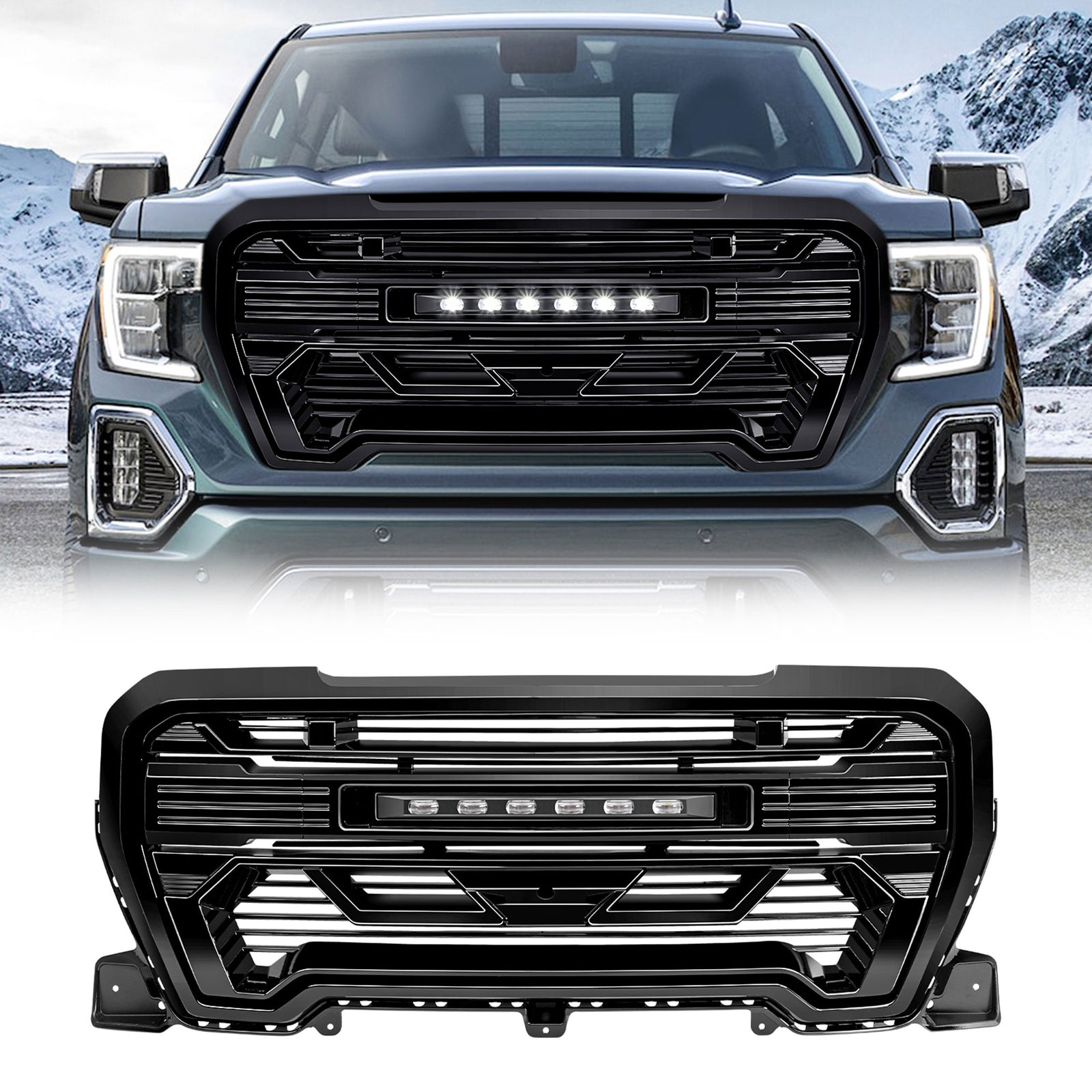 AMERICAN MODIFIED Grille w/Lights for 2019-2021 GMC Sierra 1500 Base, SLE, & SLT - VMInnovations
