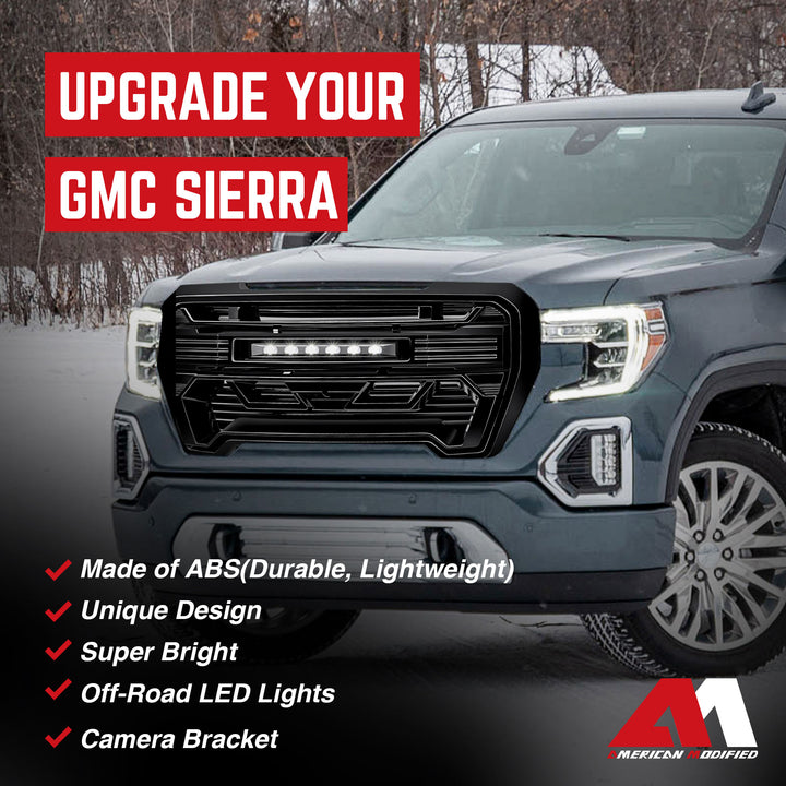 AMERICAN MODIFIED Grille w/Lights for 2019-2021 GMC Sierra 1500 Base, SLE, & SLT