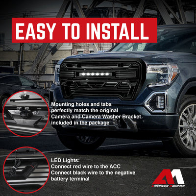 AMERICAN MODIFIED Grille w/Lights for 2019-2021 GMC Sierra 1500 Base, SLE, & SLT - VMInnovations