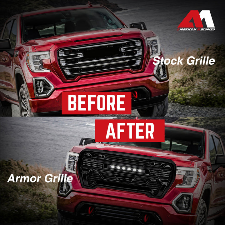 AMERICAN MODIFIED Grille w/Lights for 2019-2021 GMC Sierra 1500 Base, SLE, & SLT