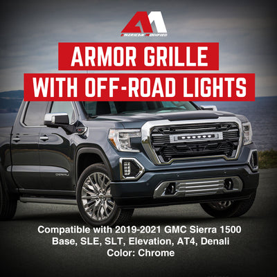 AMERICAN MODIFIED Grille w/Lights for 2019-21 GMC Sierra 1500 Base,SLE&SLT(Used) - VMInnovations