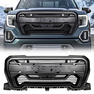 AMERICAN MODIFIED Grille w/Emblem Base, 2019-2021 GMC Sierra 1500, Matte Black