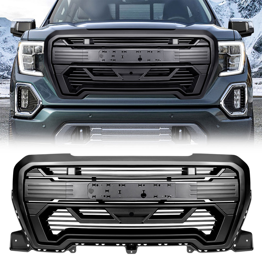 AMERICAN MODIFIED Grille w/Emblem Base, 2019-2021 GMC Sierra 1500, Matte Black