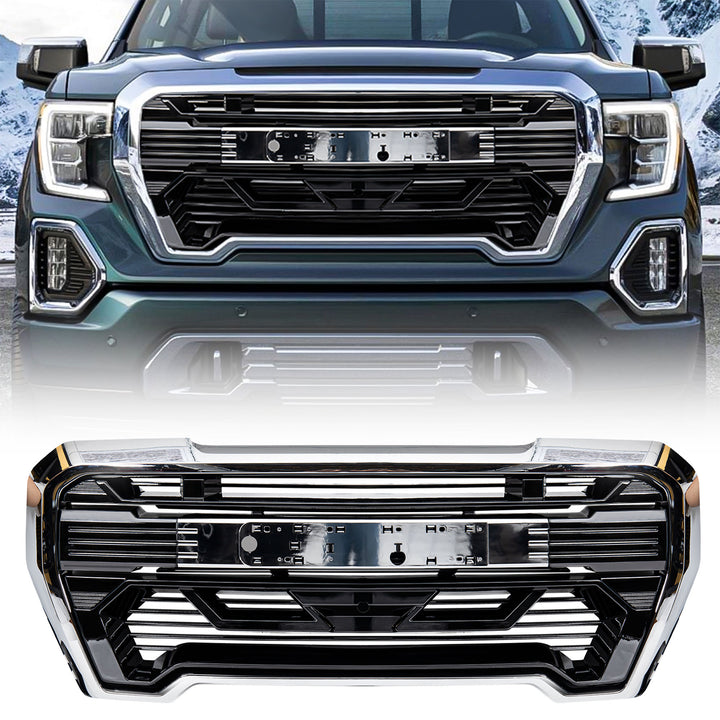 AMERICAN MODIFIED Grille w/Emblem Base for 2019-2021 GMC Sierra 1500, Chrome