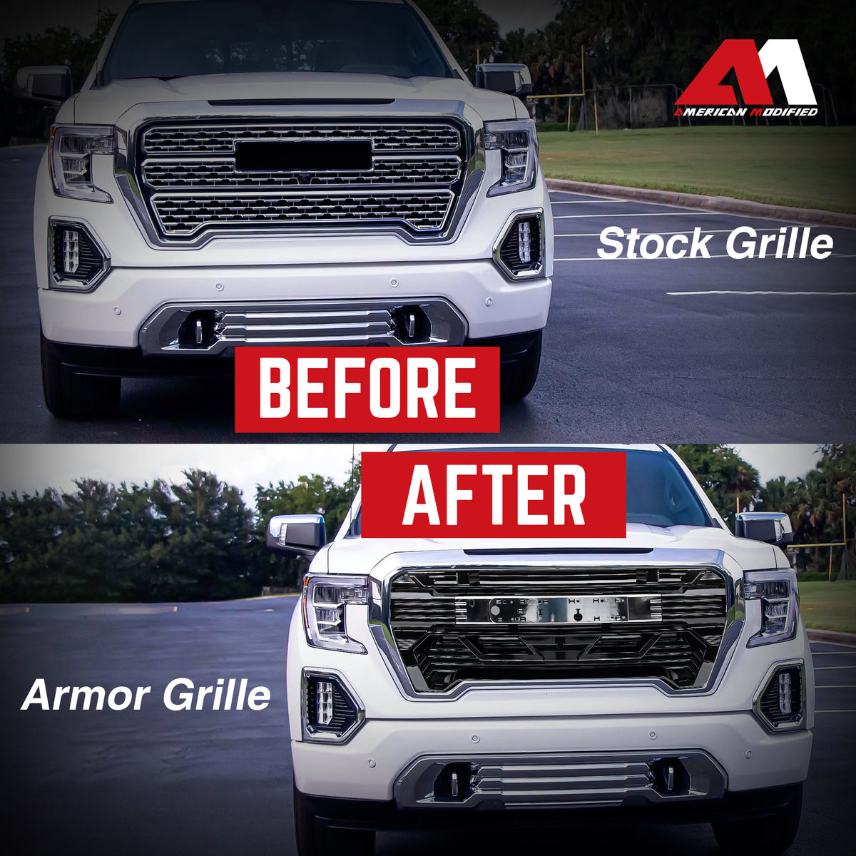 AMERICAN MODIFIED Grille w/Emblem Base for 2019-2021 GMC Sierra 1500 (Open Box)