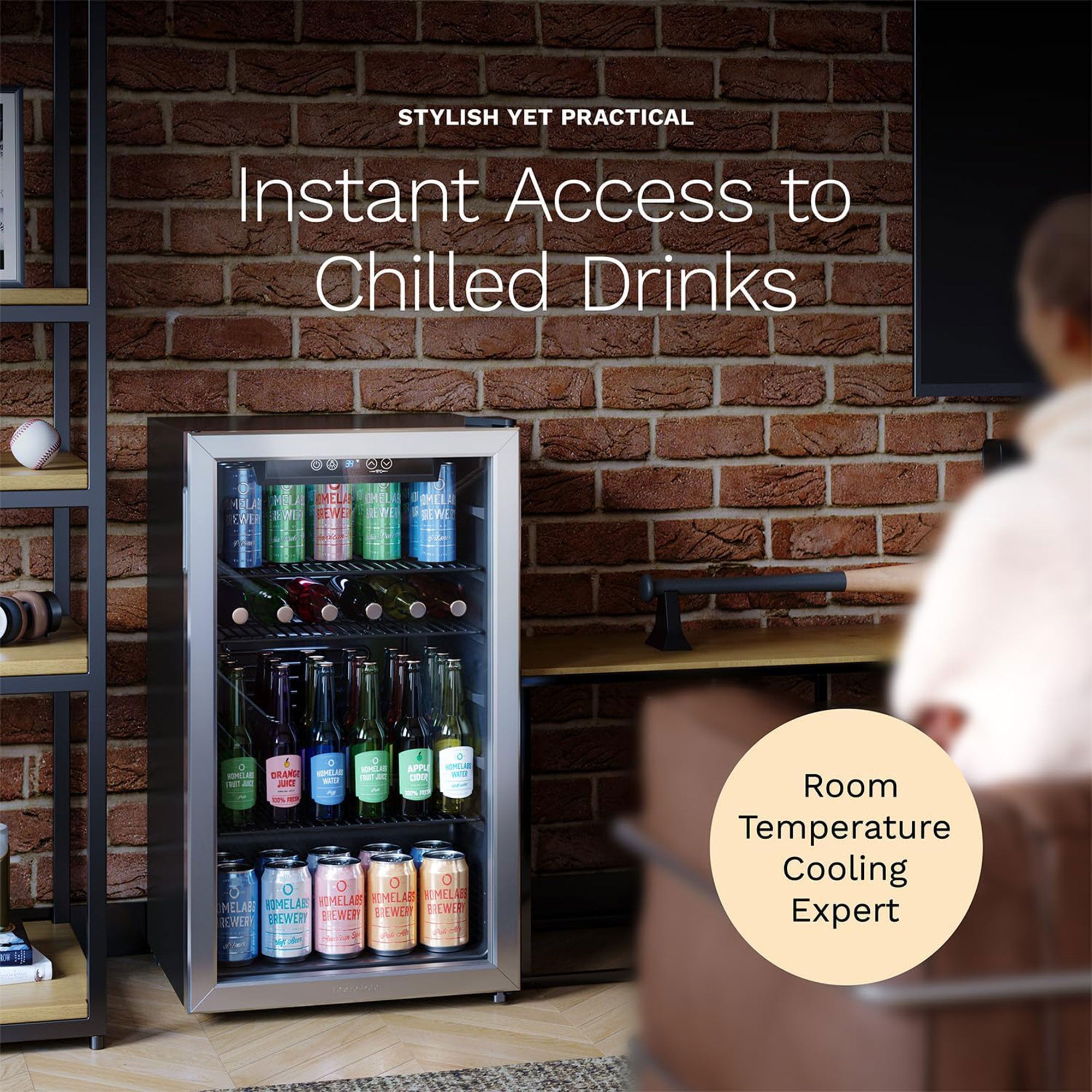 hOmeLabs 120 Can Beverage Refrigerator Cooler Mini Fridge, 3.2 Cu Ft (Used) - VMInnovations