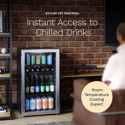 hOmeLabs 120 Can Refrigerator Cooler Glass Door Mini Fridge, 3.2 Cu Ft(Open Box) - VMInnovations