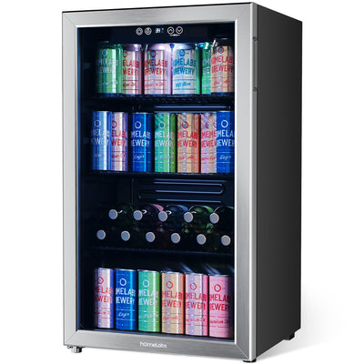 hOmeLabs 120 Can Beverage Cooler Glass Door Mini Fridge, 3.2 Cu Ft (For Parts)