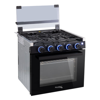 RecPro 17" Tall 3 Burner Propane RV Stove Gas Range without Range Hood, Black