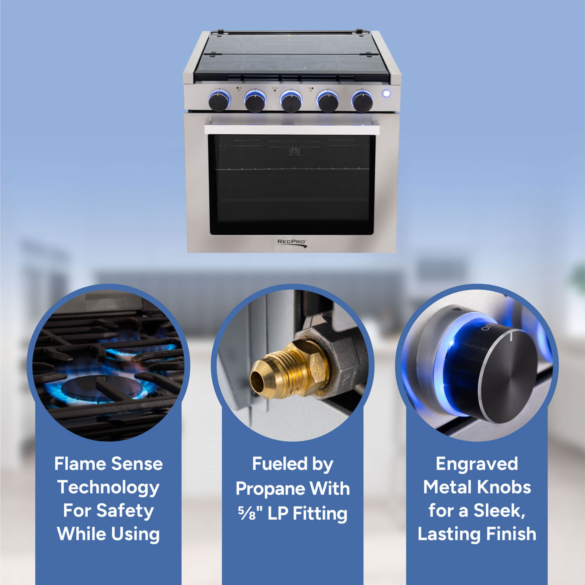 RecPro 17" Tall 3 Burner Propane RV Stove Gas Range without Range Hood (Used) - VMInnovations