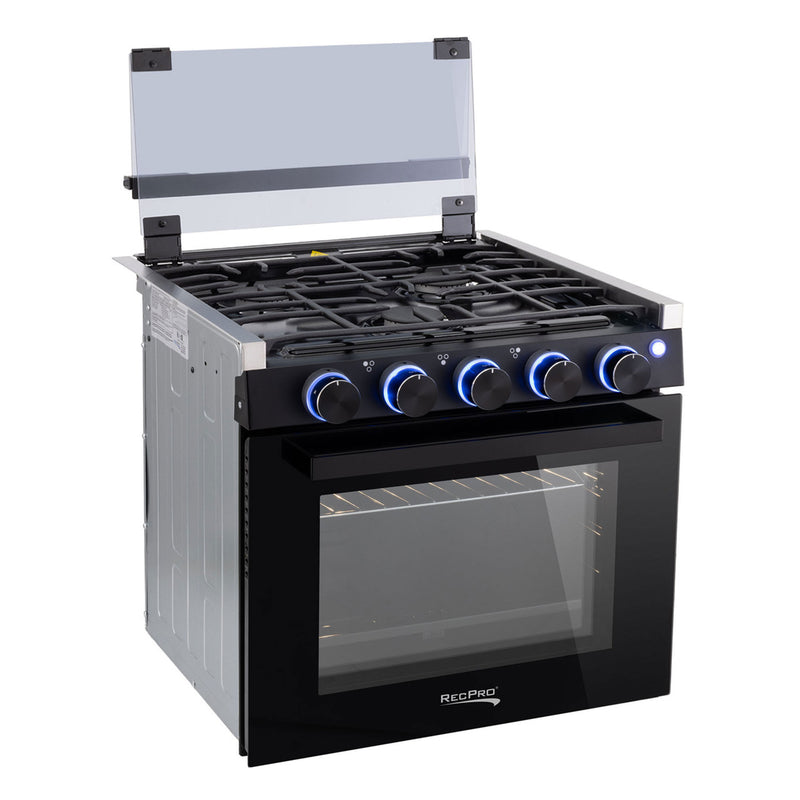 RecPro 21" Tall 3 Burner Propane RV Stove Gas Range without Range Hood, Black