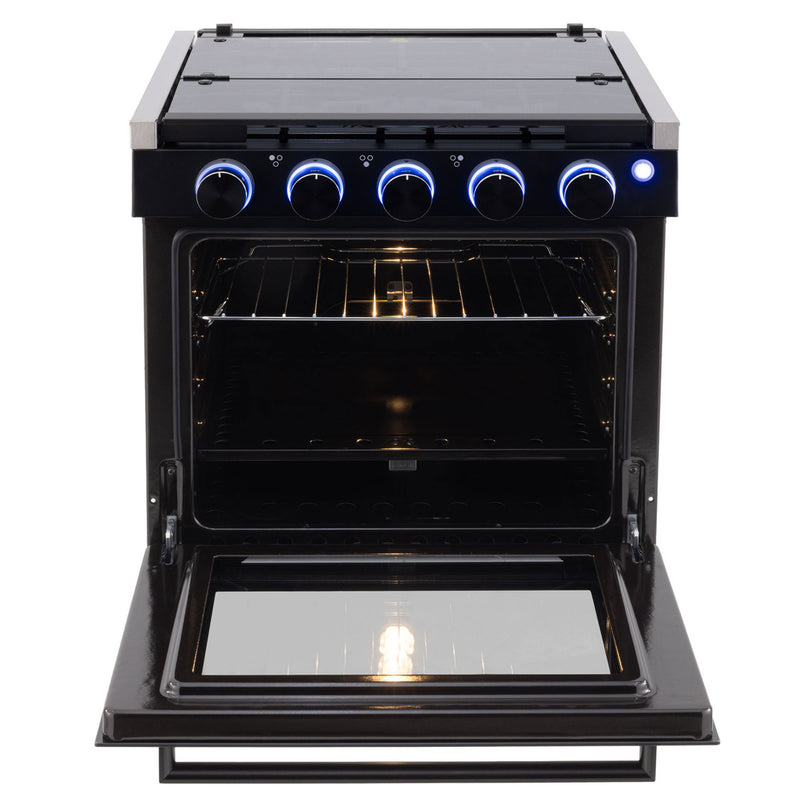 RecPro 21" Tall 3 Burner Propane RV Stove Gas Range without Range Hood, Black