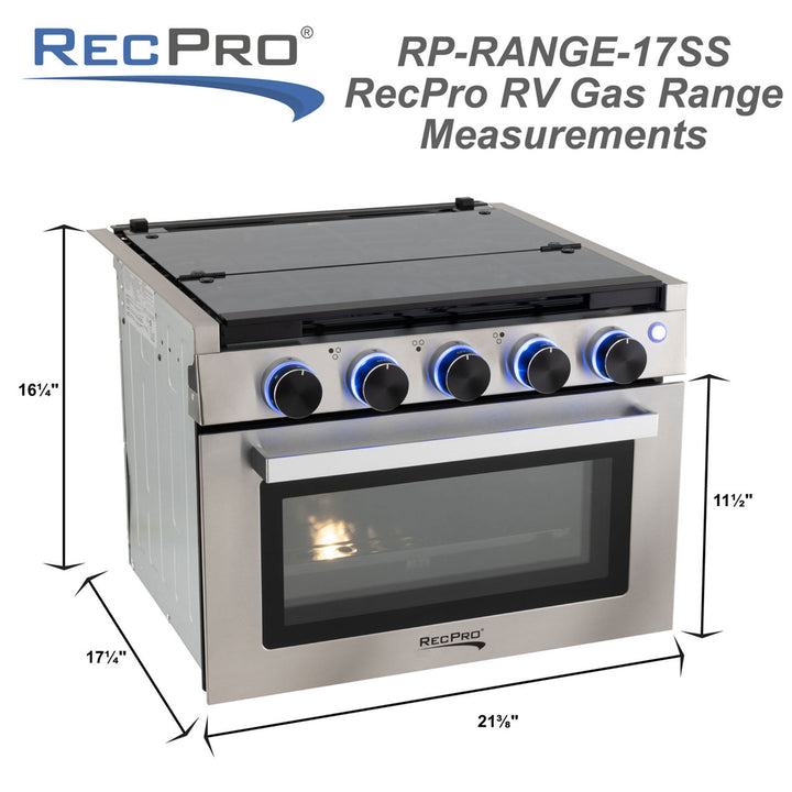 RecPro 21" Tall 3 Burner Propane RV Stove without Range Hood, Silver (For Parts)