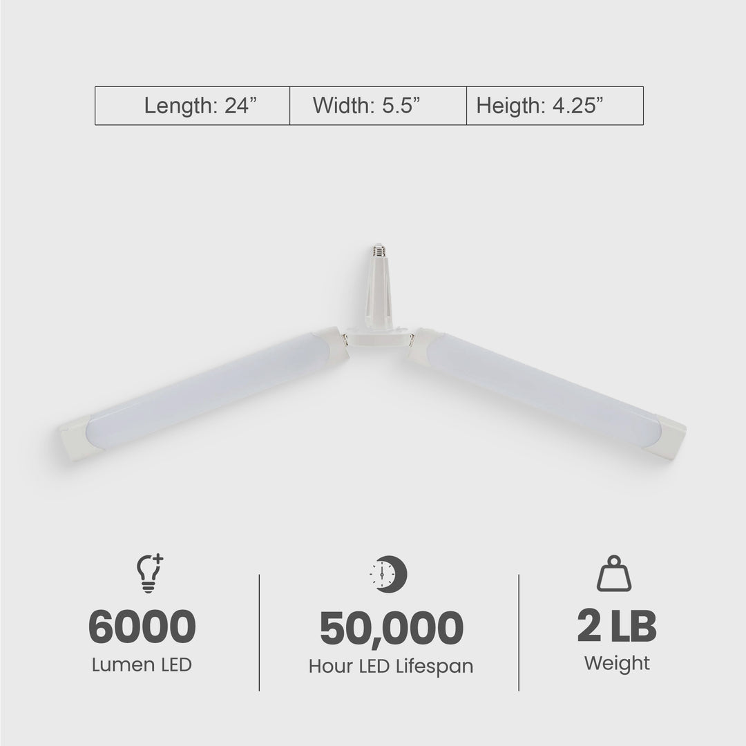 BRIGHTLIVING 6,000 Lumen LED Deformable Shop Light with Rotatable Mechanism - VMInnovations