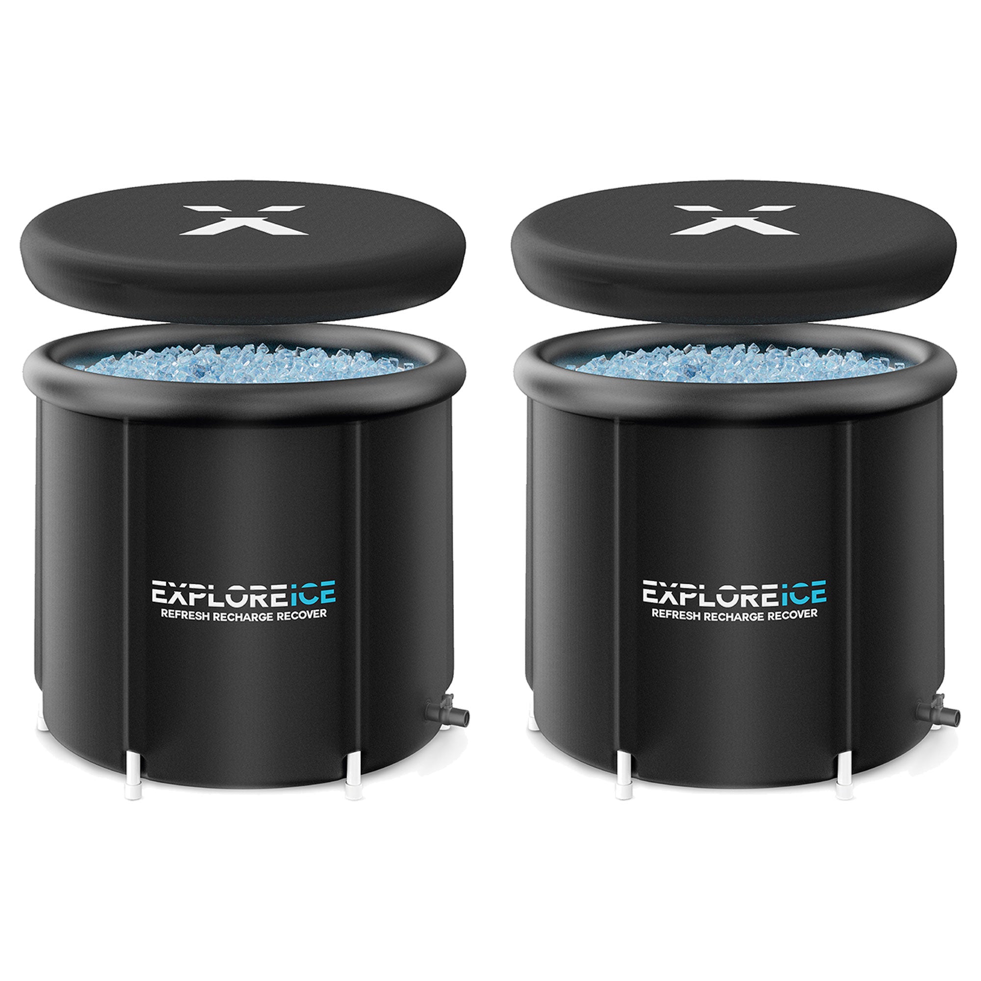 Explore Ice Bath Pro Max XL Outdoor Athlete Cold Plunge Bath Tub, 2 Pack, Black