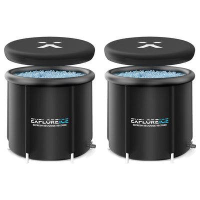 Explore Ice Bath Pro Max XL Outdoor Athlete Cold Plunge Bath Tub, 2 Pack, Black