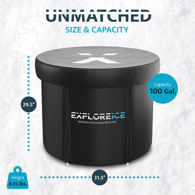 Explore Ice Bath Pro Max XL Outdoor Athlete Cold Plunge Bath Tub, 2 Pack, Black