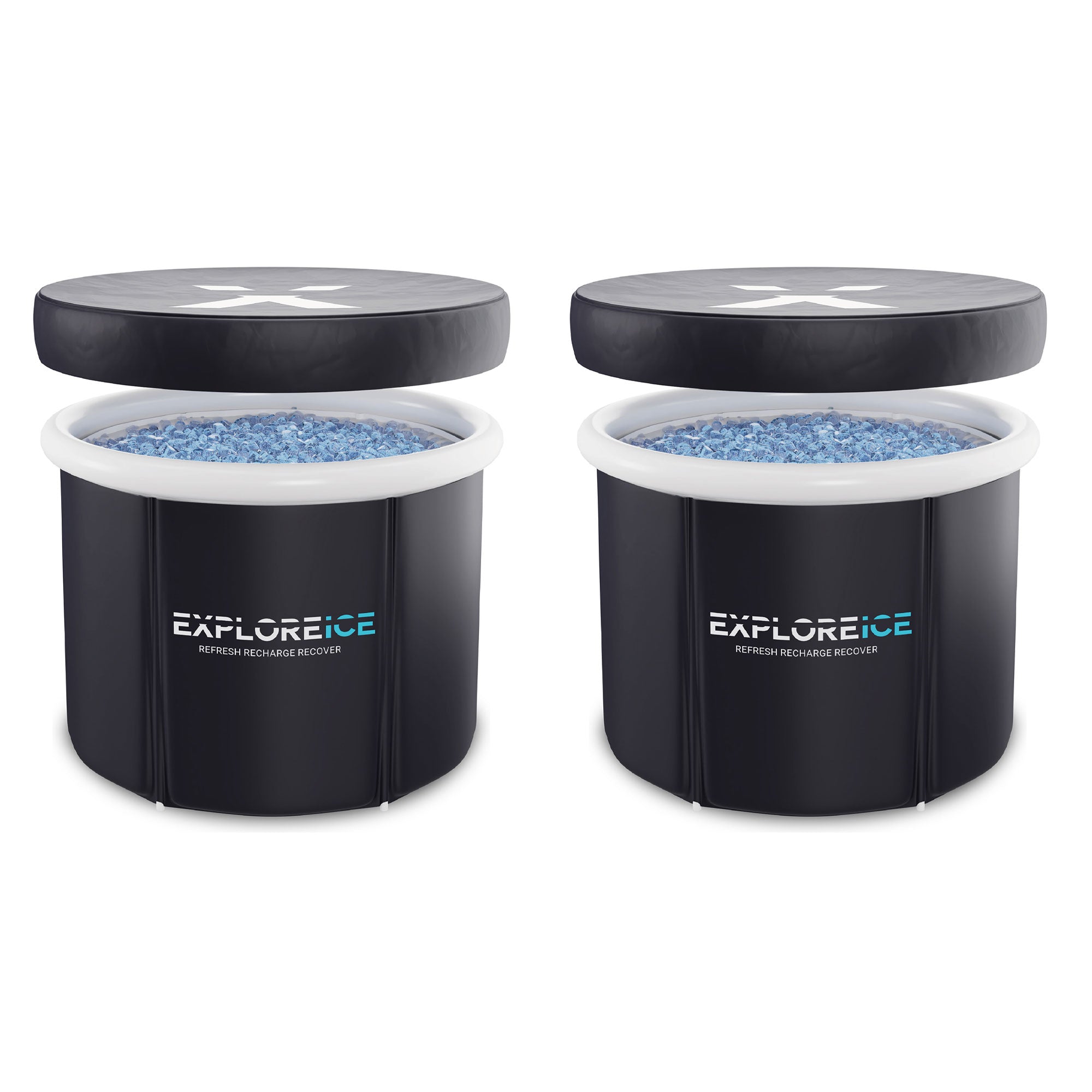 Explore Ice Bath Pro Max XL Athlete Cold Plunge Bath Tub, 2 Pack, Black/White - VMInnovations