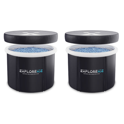 Explore Ice Bath Pro Max XL Athlete Cold Plunge Bath Tub, 2 Pack, Black/White - VMInnovations