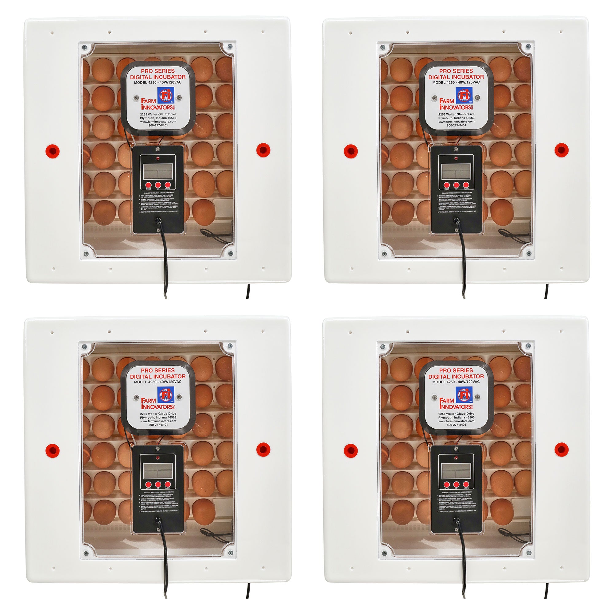 Farm Innovators 2150 Digital LCD Display Still Air Incubator w/ Window (4 Pack) - VMInnovations