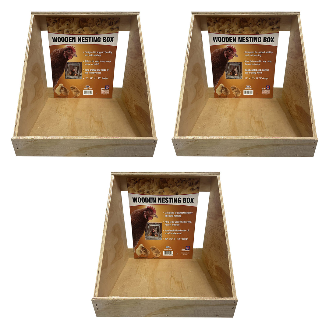 Farm Innovators Single Nesting Box for Chickens, Ducks and Birds, 3 Pack, Brown