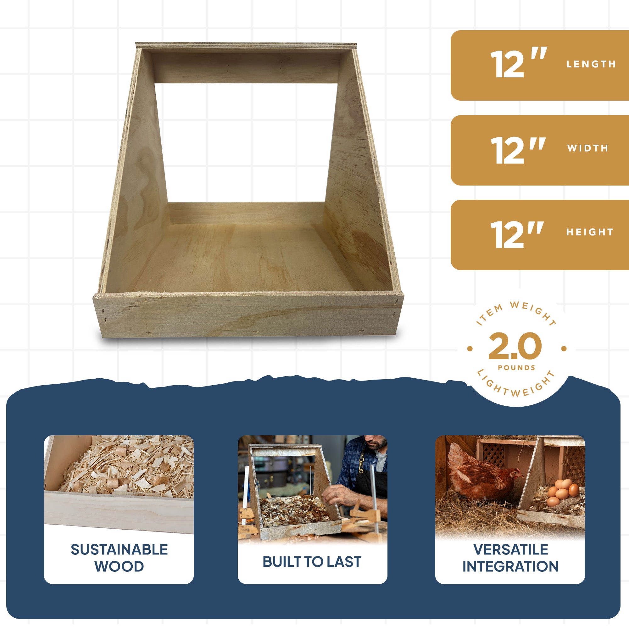 Farm Innovators Single Nesting Box for Chickens, Ducks and Birds, 3 Pack, Brown - VMInnovations
