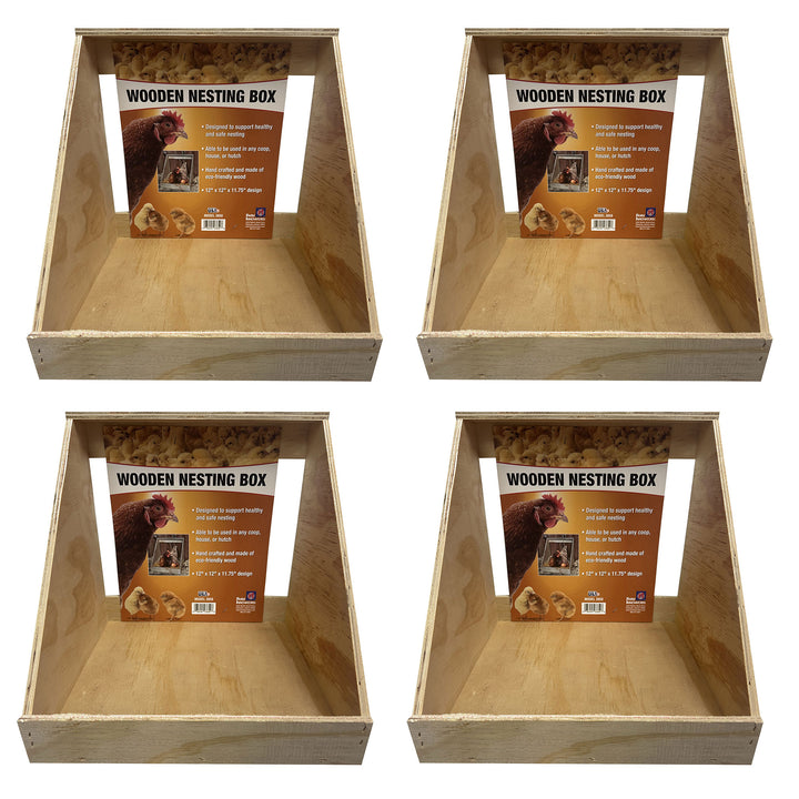 Farm Innovators Single Nesting Box for Chickens, Ducks and Birds, 4 Pack, Brown