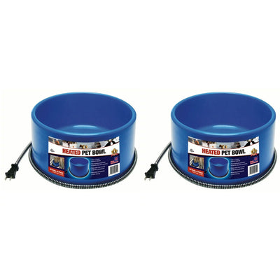 Farm Innovators 60W Premium Plastic Heated Pet Dog/Cat Water Bowl, 2 Pack, Blue