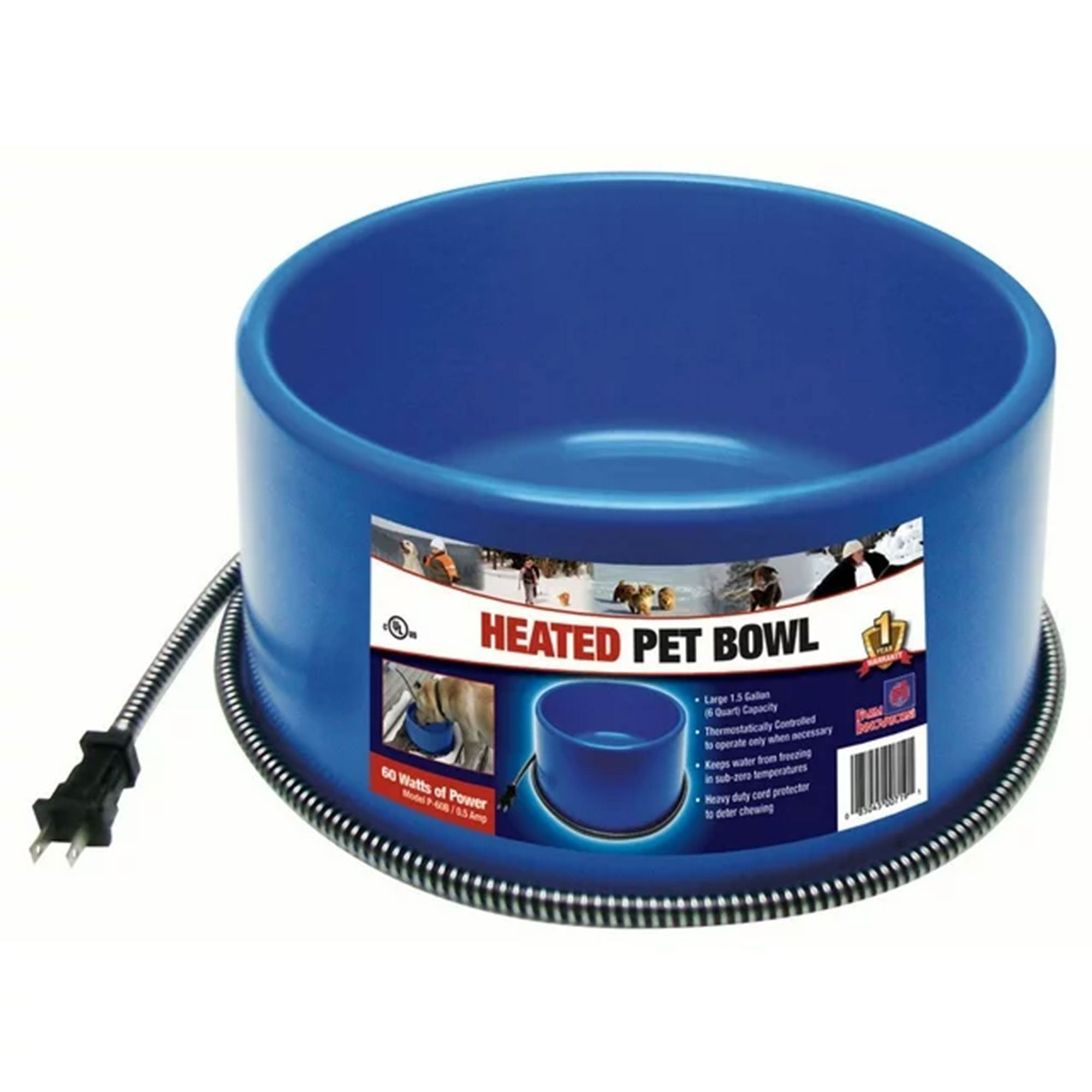 Farm Innovators 60W Premium Plastic Heated Pet Dog/Cat Water Bowl, 2 Pack, Blue
