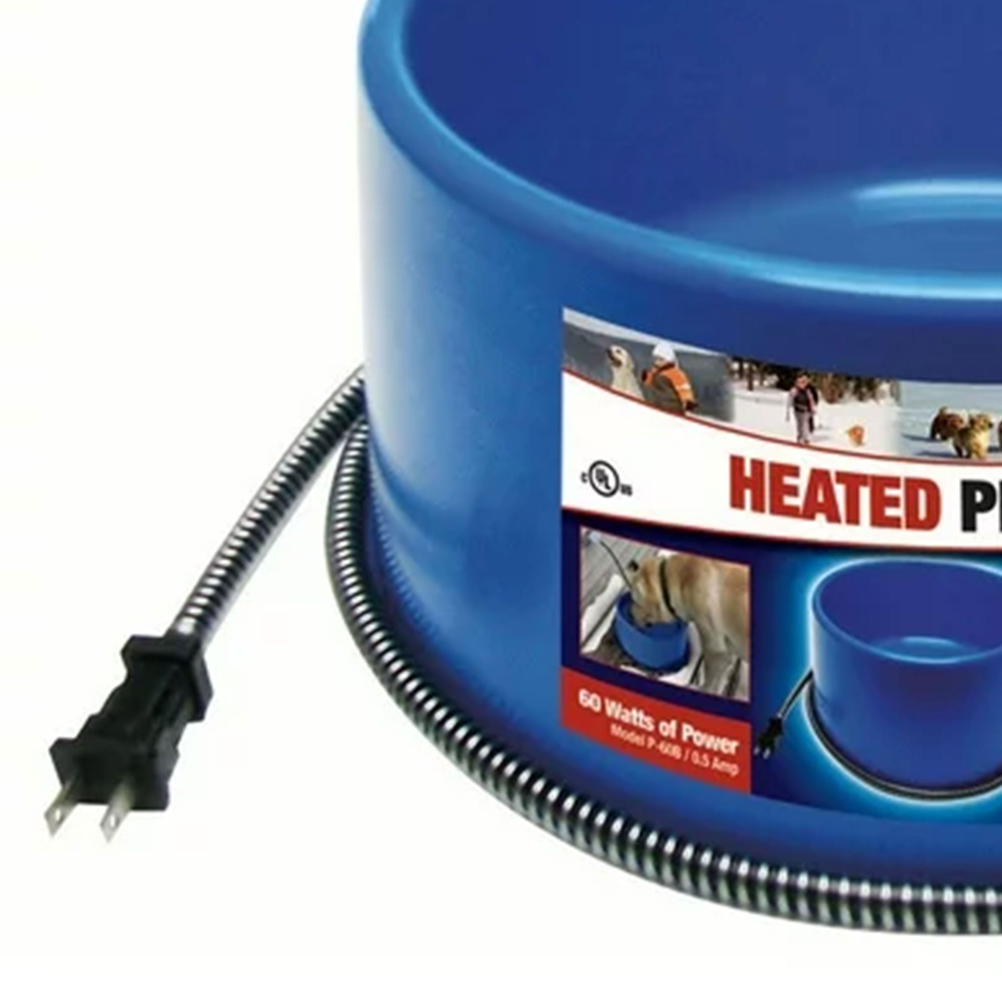 Farm Innovators 60W Premium Plastic Heated Pet Dog/Cat Water Bowl, 2 Pack, Blue