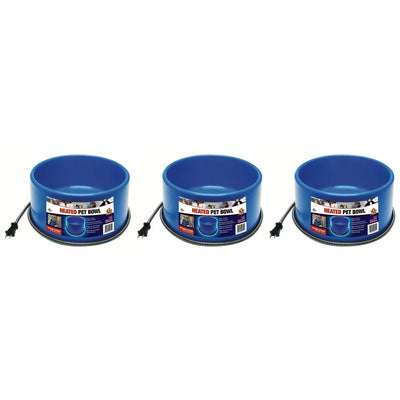 Farm Innovators 60W Premium Plastic Heated Pet Dog/Cat Water Bowl, 3 Pack, Blue