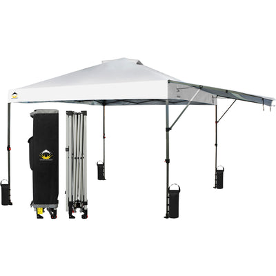 Crown Shades 10x10 Foot Outdoor Pop Up Canopy Tent with Easy Setup, White (Used) - VMInnovations