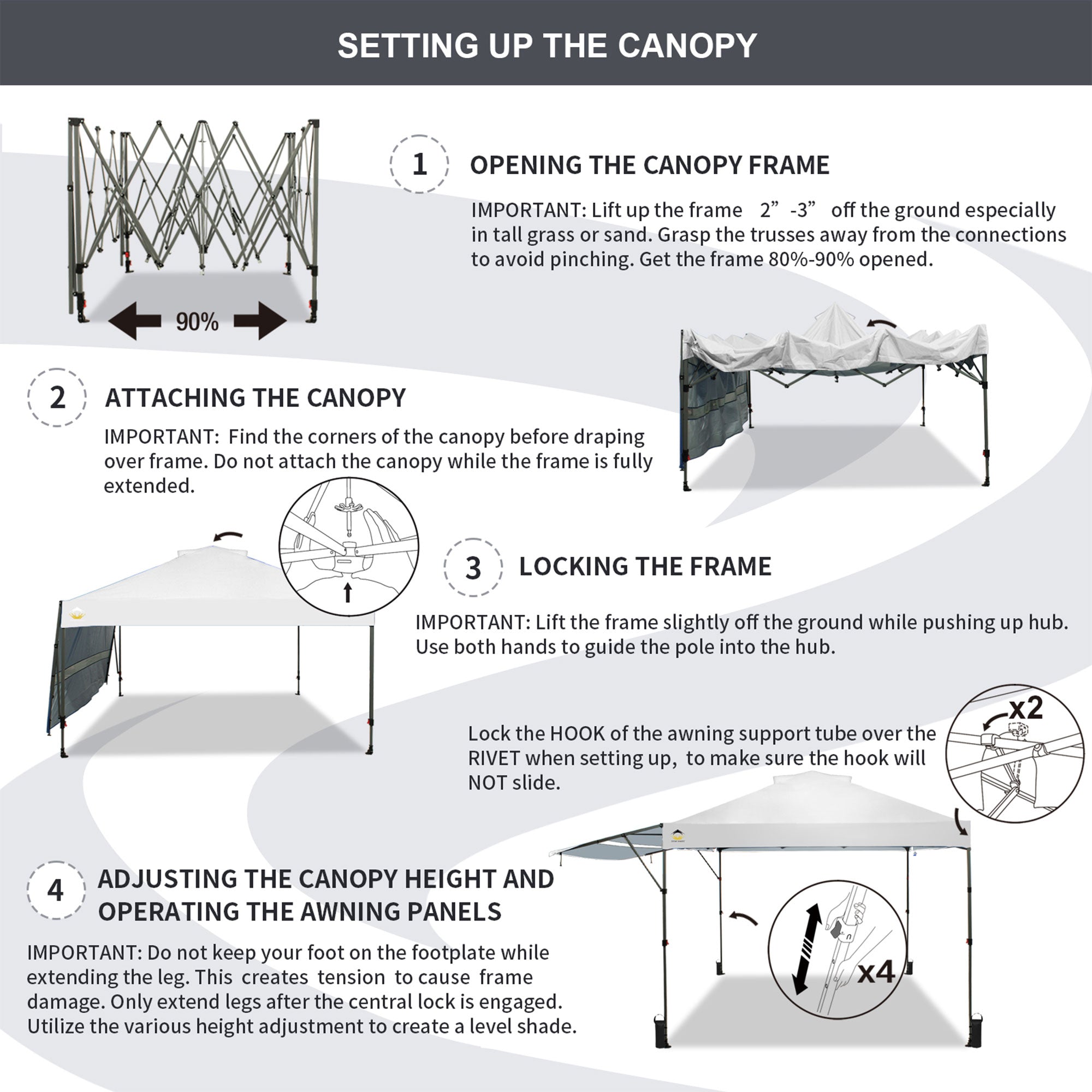 Crown Shades 10x10 Foot Outdoor Pop Up Canopy Tent with Easy Setup, White (Used) - VMInnovations