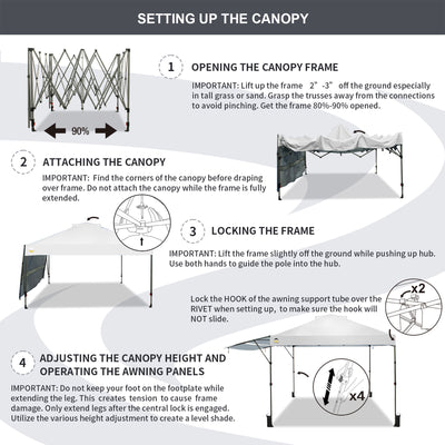 Crown Shades 10x10 Foot Outdoor Pop Up Canopy Tent with Easy Setup, White (Used) - VMInnovations