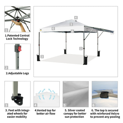 Crown Shades 10x10 Foot Outdoor Pop Up Canopy Tent with Easy Setup, White (Used) - VMInnovations